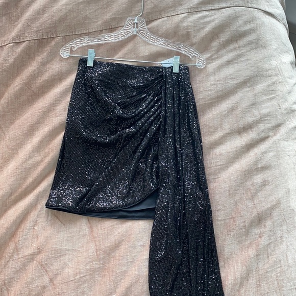 Johnathan simkhai black drape sequin skirt size 2 - Picture 5 of 7